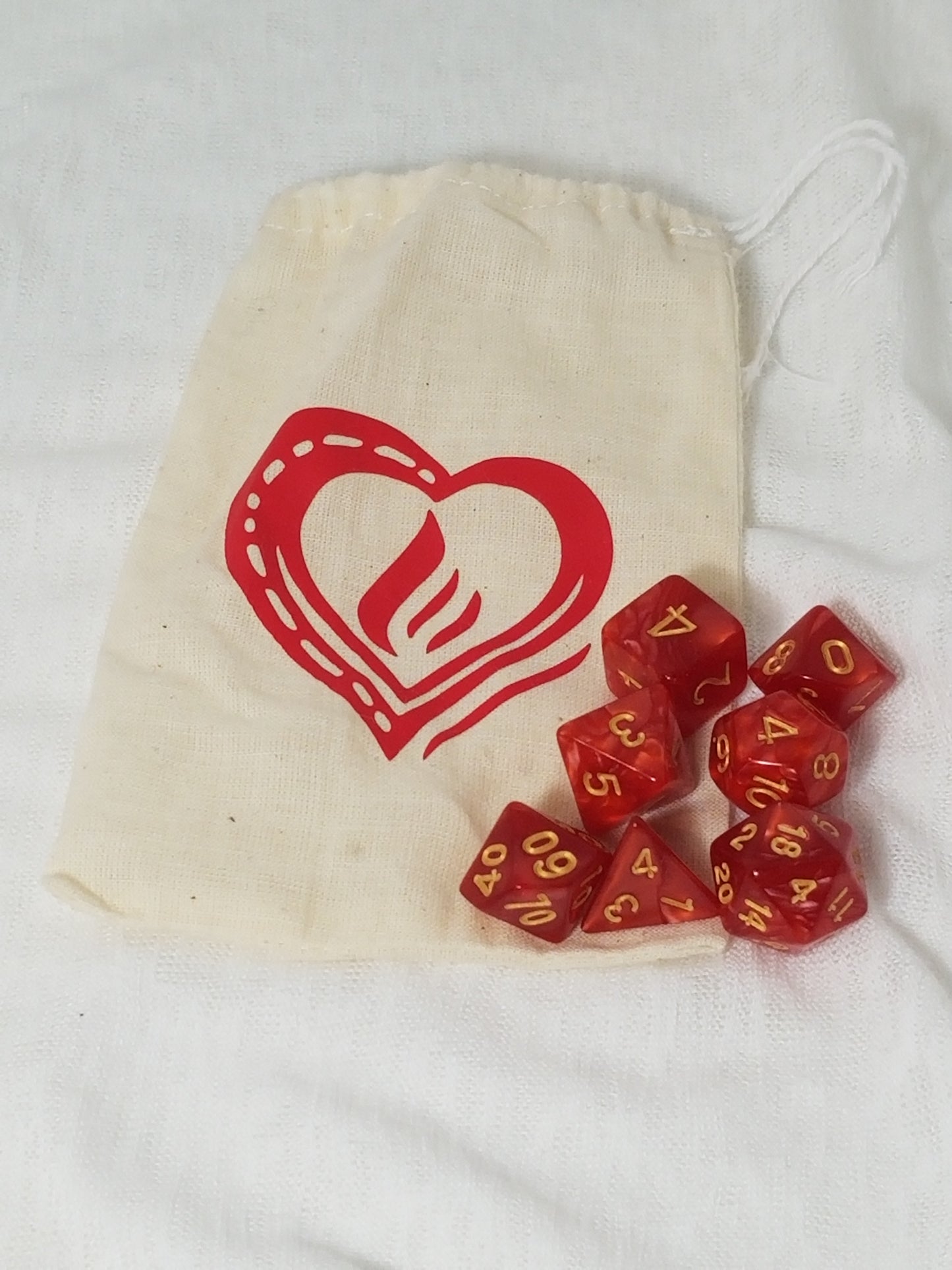 Cute Heart Dice Bag WIth Matching Dice