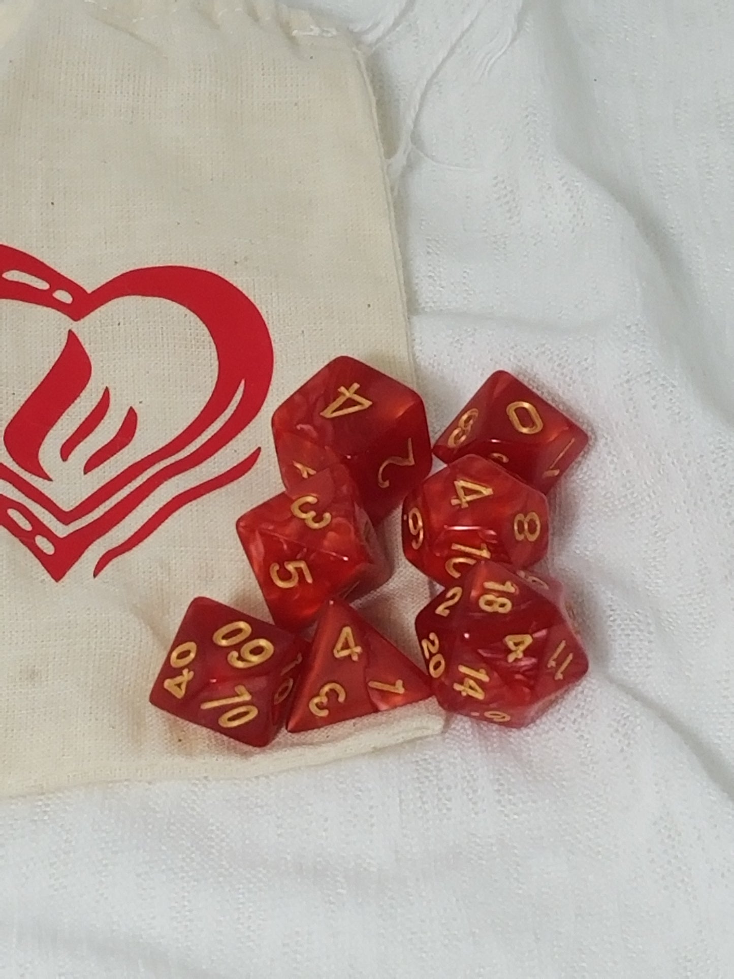 Cute Heart Dice Bag WIth Matching Dice