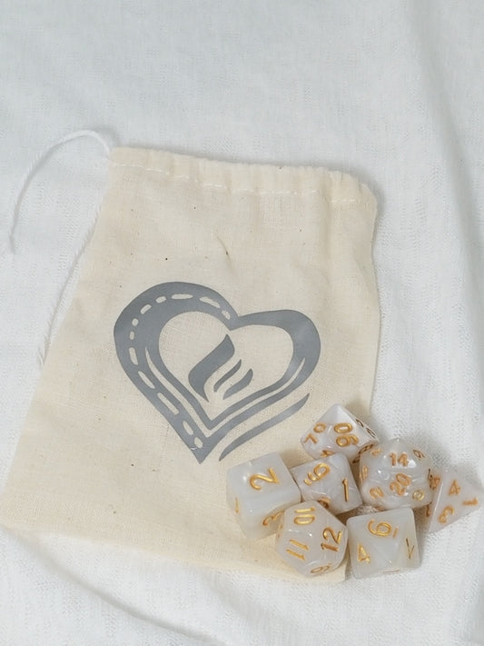 Cute Heart Dice Bag WIth Matching Dice